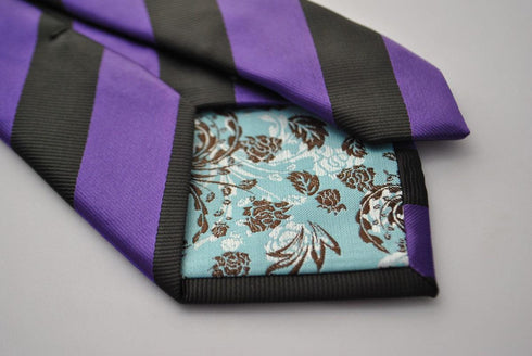 cadbury purple and black barber striped tie
