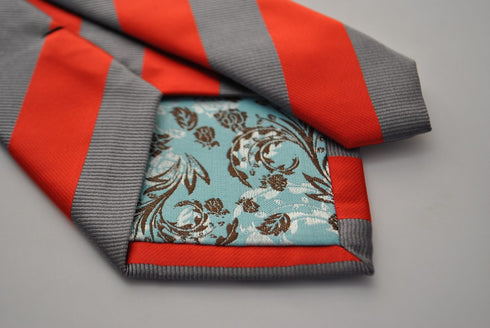 grey and red barber striped tie
