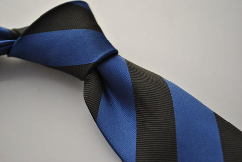 black and dark blue barber striped tie