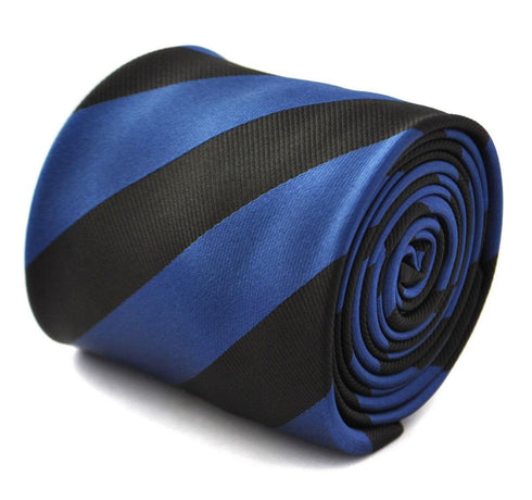 black and dark blue barber striped tie