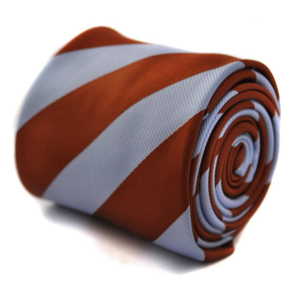 chocolate brown and light blue barber striped tie