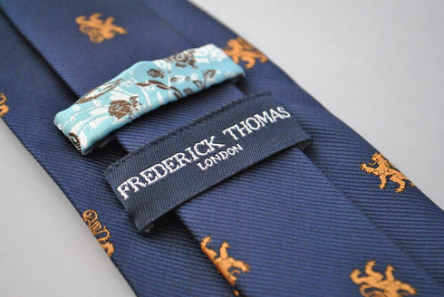 navy tie with scottish lion design