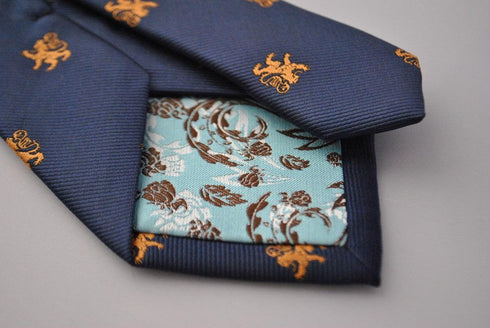navy tie with scottish lion design
