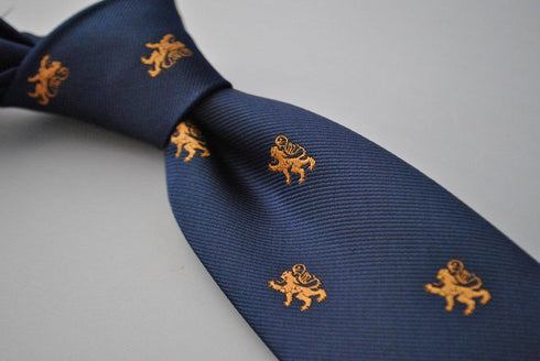 navy tie with scottish lion design