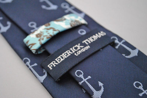 navy tie with anchor design