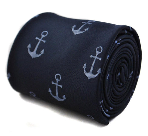navy tie with anchor design