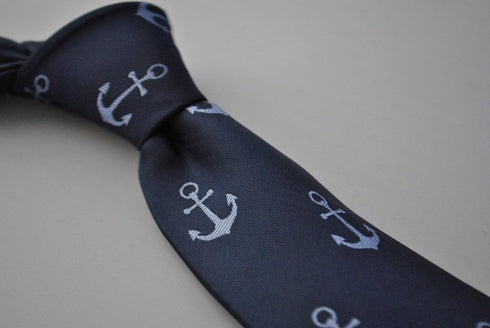 navy tie with anchor design