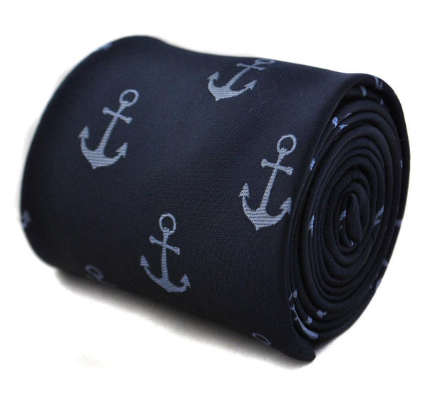 navy tie with anchor design