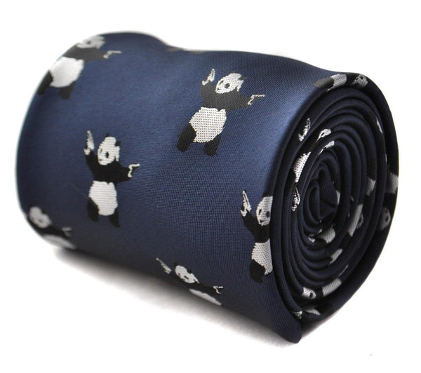 navy tie with panda design