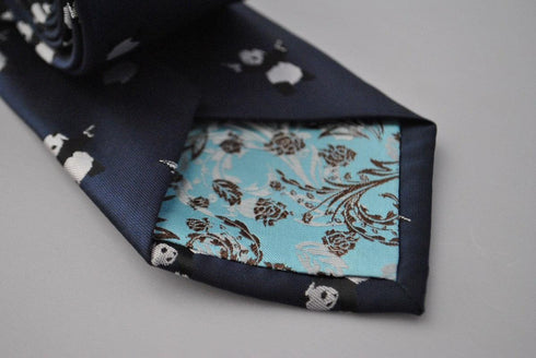navy tie with panda design