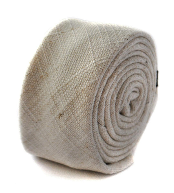 ivory textured linen skinny tie