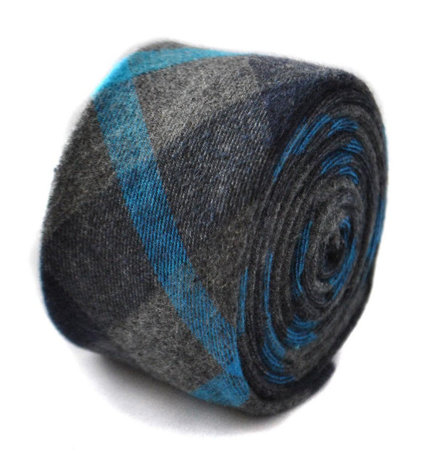 light blue and grey wool check style tie