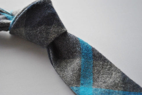 light blue and grey wool check style tie
