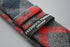 red and grey wool check style tie