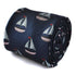navy tie with sailing boat embroidered design