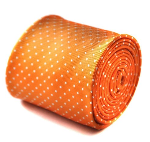 orange and white pin spot tie