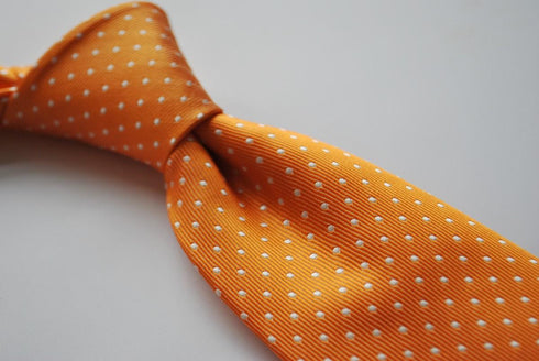 orange and white pin spot tie