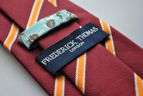maroon and orange club striped tie