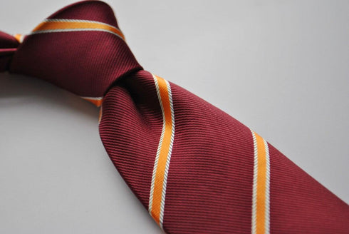 maroon and orange club striped tie