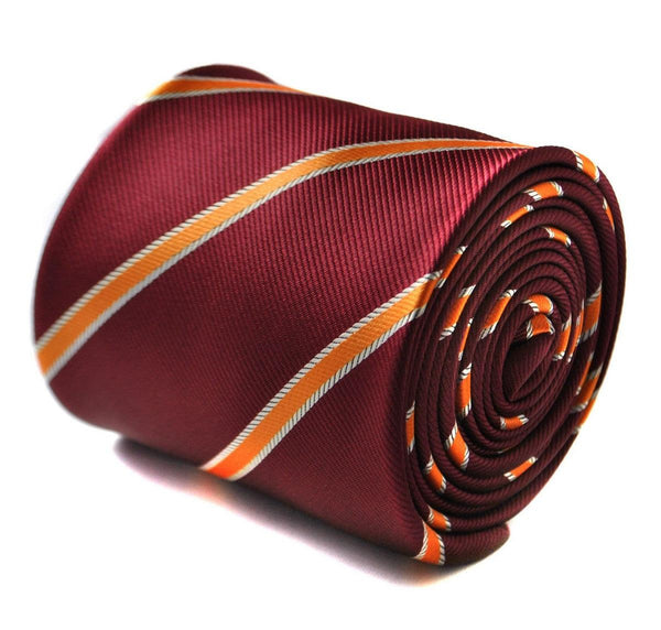 maroon and orange club striped tie