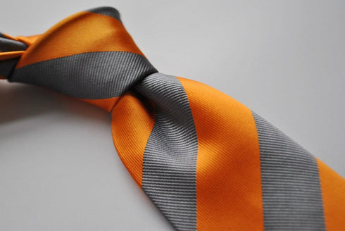 grey and orange barber striped tie