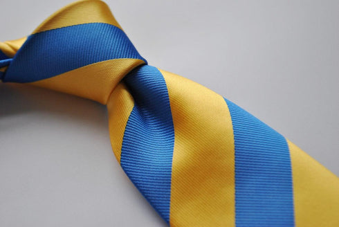 royal blue and yellow striped tie