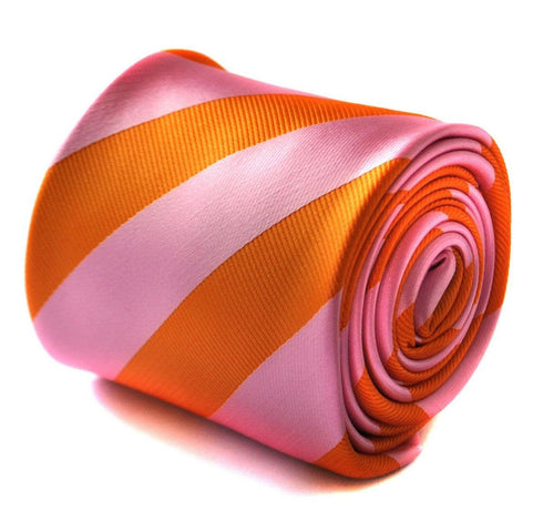 orange and pink barber striped tie