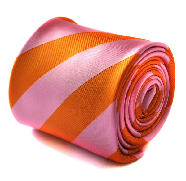orange and pink barber striped tie