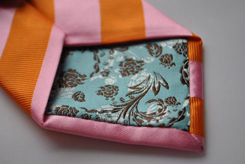 orange and pink barber striped tie