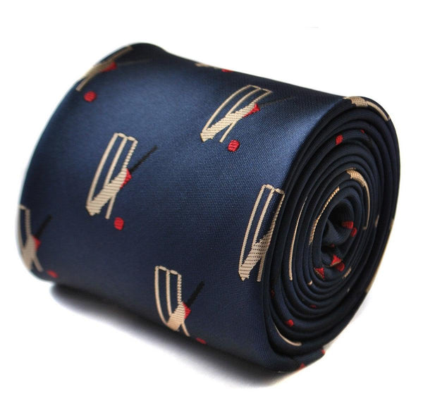 navy tie with cricket stumps design