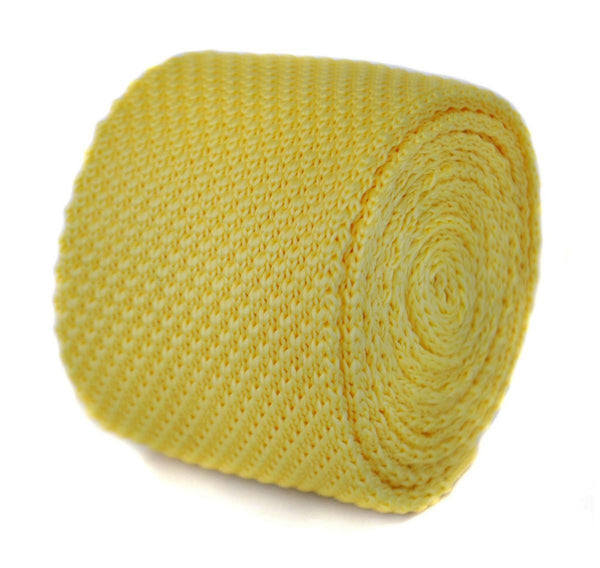plain lemon yellow skinny knitted tie