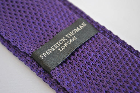 cadbury purple skinny knitted tie with white polka dots