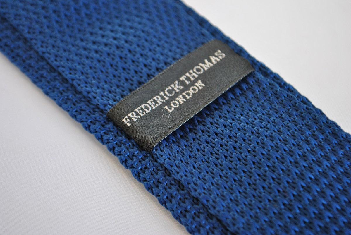 navy-blue-and-brown-polka-spot-knitted-tie-by-frederick-thomas-of