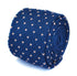 navy blue skinny knitted tie with pink polka dots