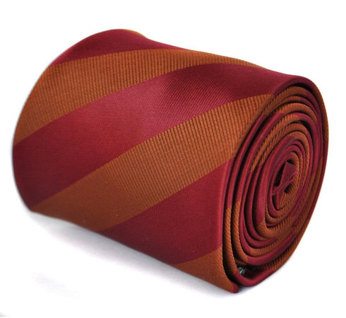 chocolate brown and maroon barber striped tie