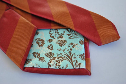 chocolate brown and maroon barber striped tie