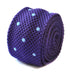 skinny knitted cadbury purple tie with light blue polka dots