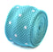 turquoise blue skinny knitted tie with white polka dots