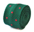 dark green skinny knitted tie with red polka dots
