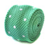 mint green skinny knitted tie with white polka dots