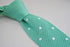 mint green skinny knitted tie with white polka dots