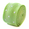 lime green skinny knitted tie with white polka dots