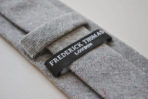 slim pale speckled grey linen tie