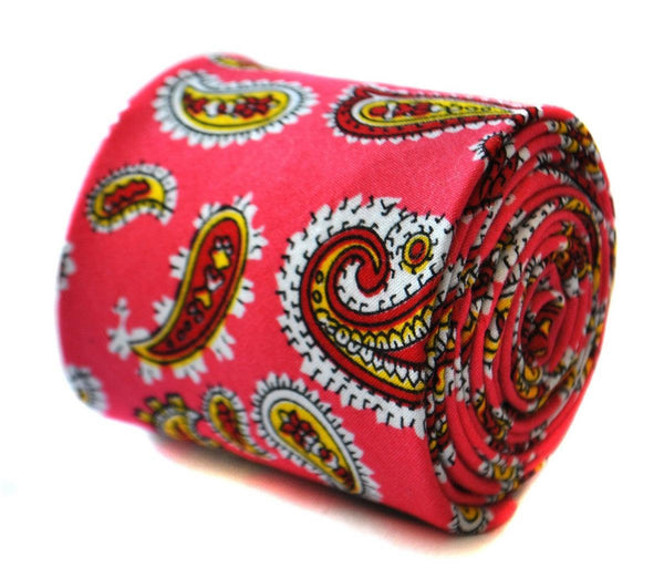 skinny linen bright pink paisley design