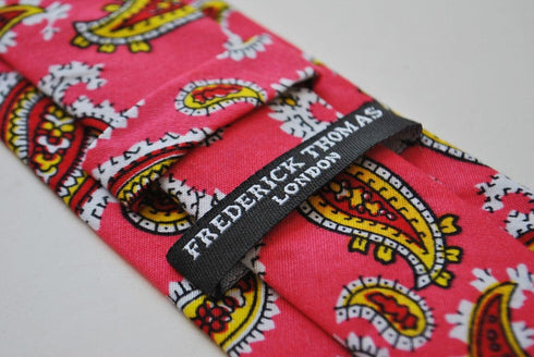 skinny linen bright pink paisley design