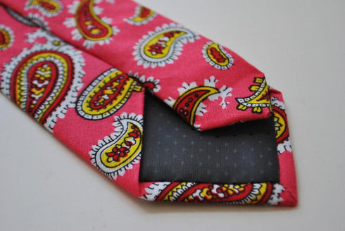 skinny linen bright pink paisley design