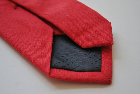 skinny plain red linen tie