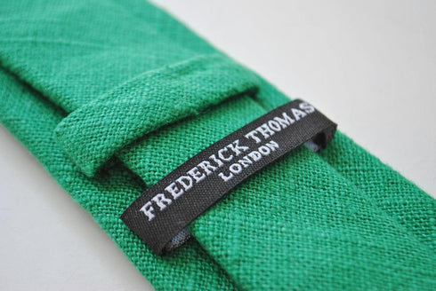 skinny plain apple green linen tie