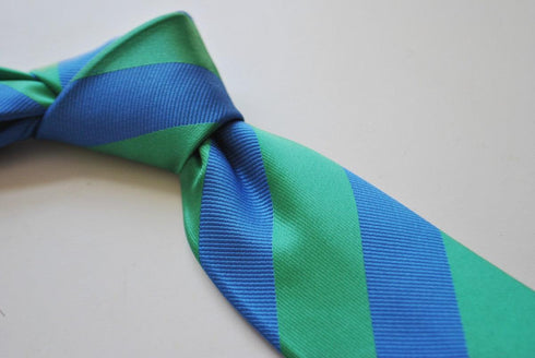 royal blue and green barber striped tie