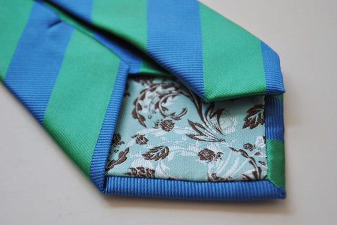 royal blue and green barber striped tie